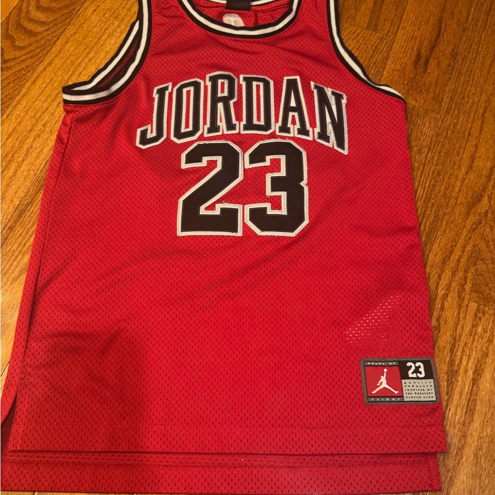 Jordan Red and Black Athletic Jersey boys size Medium worn once great condition